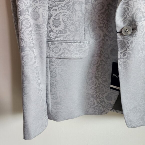 39S Dinner Jacket Silver Gray Shawl Lapel Skinny Fit New Jos A Bank Paisley Mens - Picture 9 of 17